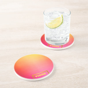 Dessous De Verre En Grès Chic 'VIBES' Ombre rose et jaune