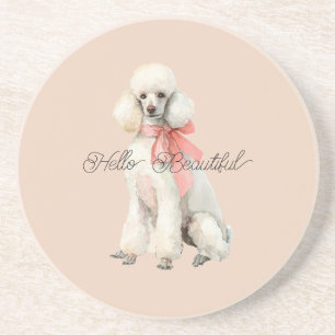 Dessous De Verre En Grès Chien Caniche Blanc Bonjour Beau