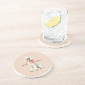 Dessous De Verre En Grès Chien Caniche Blanc Bonjour Beau (Côté)