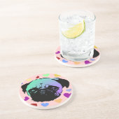 Dessous De Verre En Grès Chien Chiot Carlin Style PopArt Rétro (Côté)