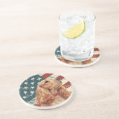Dessous De Verre En Grès Chien Cocker Spaniel Drapeau Américain Grunge (Côté)