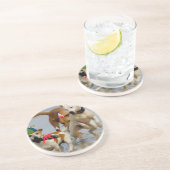 Dessous De Verre En Grès chien d'anniversaire heureux (Côté)