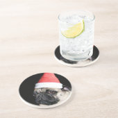 Dessous De Verre En Grès Chien de carlin de Noël (Côté)
