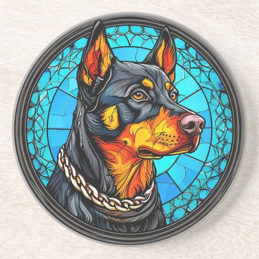 Dessous De Verre En Grès Chien Doberman (Devant)