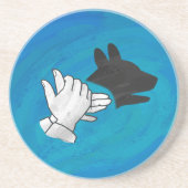 Dessous De Verre En Grès Chien d'ombre sur bleu (Devant)