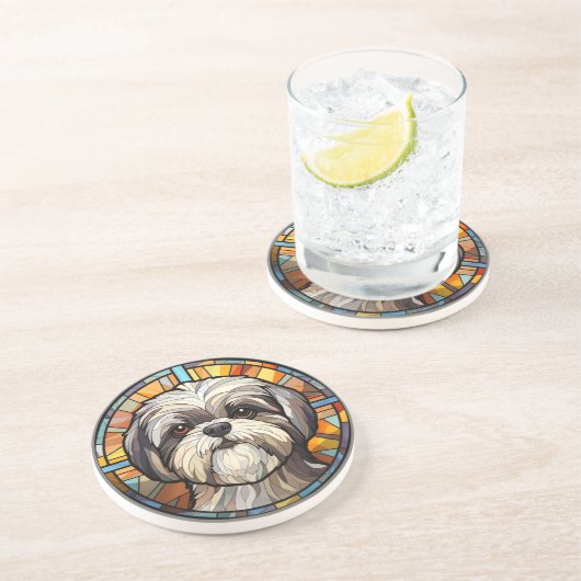 Dessous De Verre En Grès Chien en Verre Doux Shih Tsu (Côté)
