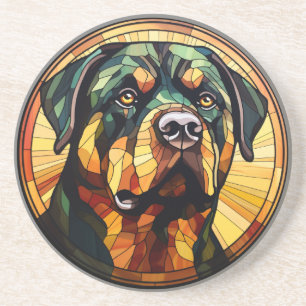 Dessous De Verre En Grès Chien en verre teinté doux Rottweiler