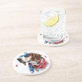 Dessous De Verre En Grès Chien patriotique 4 juillet (Côté)