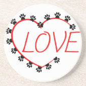 Dessous De Verre En Grès Chien Paws Red Heart Love (Devant)