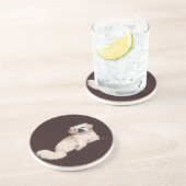 Dessous De Verre En Grès Chien Pékinois Blanc (Côté)
