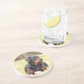 Dessous De Verre En Grès Chien Rottweiler (Côté)