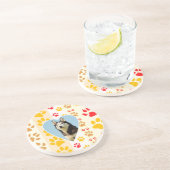 Dessous De Verre En Grès Chien sibérien - pattes cardiaques Imprimer (Côté)