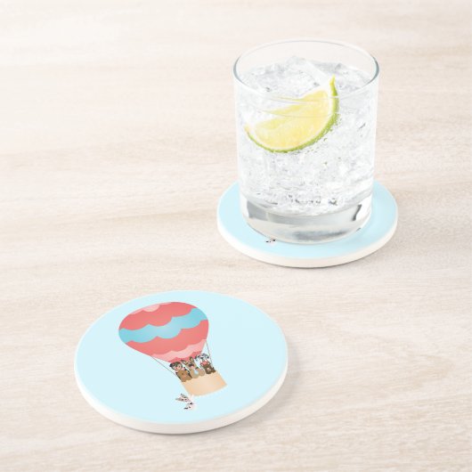 Dessous De Verre En Grès Chiens En Ballons À Air Chaud (Côté)