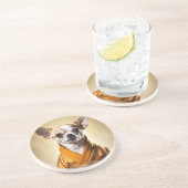 Dessous De Verre En Grès Chihuahua bouddhiste (Côté)