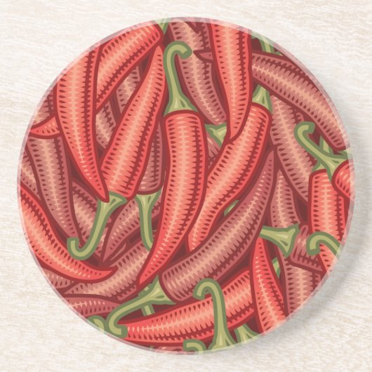 Dessous De Verre En Grès Chili Peppers (Devant)