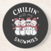 Dessous De Verre En Grès Chillin de Noël Snowman avec mes neiges Cadeau (Devant)