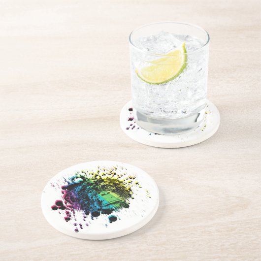Dessous De Verre En Grès Chimpanzé arc-en-ciel (Côté)