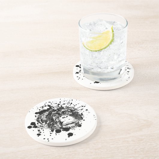 Dessous De Verre En Grès Chimpanzé en noir (Côté)