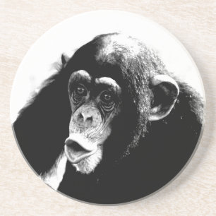 Dessous De Verre En Grès Chimpanzé noir blanc