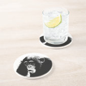 Dessous De Verre En Grès Chimpanzé noir blanc (Côté)