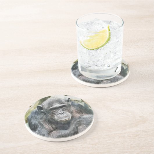 DESSOUS DE VERRE EN GRÈS CHIMPANZEE CUTE (Côté)