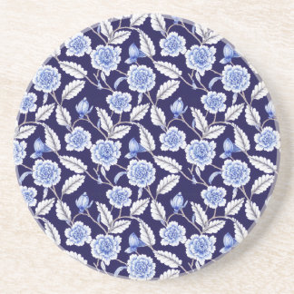 Dessous De Verre En Grès Chinoiserie Delft Blue Floral Porcelaine Motif