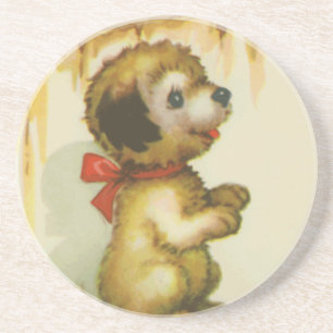 Dessous De Verre En Grès chiot à la clôture