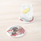 Dessous De Verre En Grès chiot à table (Côté)