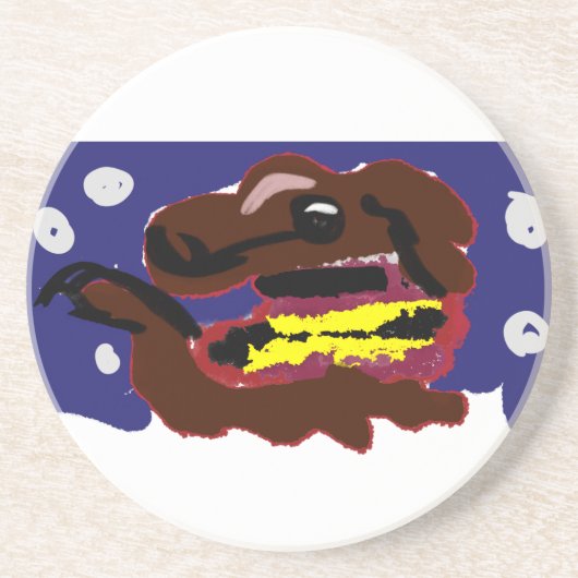 Dessous De Verre En Grès Chiot en hiver (Devant)