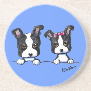 Dessous De Verre En Grès Chiots de Boston Terrier