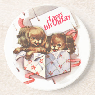 Dessous De Verre En Grès chiots en boîte