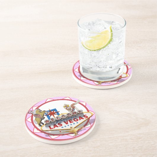 Dessous De Verre En Grès Chip de poker rose Las Vegas (Côté)
