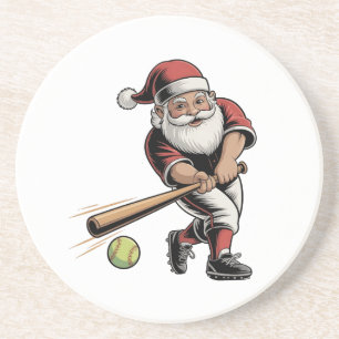 Dessous De Verre En Grès Chirstmas Softball Jouer Santa Claus Sport