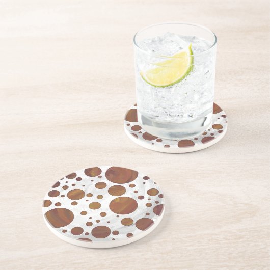 Dessous De Verre En Grès Chocolat Carmel Swirl Polka Dot (Côté)