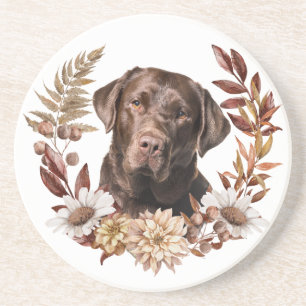 Dessous De Verre En Grès Chocolat Labrador Retriever Automne Wreath