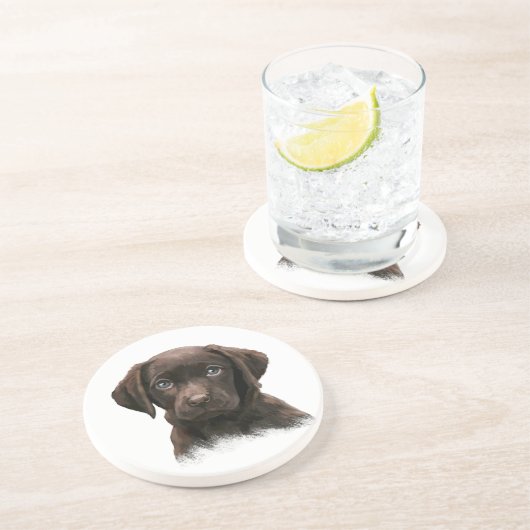 Dessous De Verre En Grès Chocolat Labrador Retriever Brown (Côté)