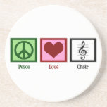Dessous De Verre En Grès Chorale Peace Love<br><div class="desc">Un joli signe de paix,  un coeur,  et une belle clef triplée sur une équipe de musique. Un cadeau de chorale Peace Love pour un membre d'un choeur ou d'un réalisateur de choeur. Magnifique chorale chanteur présent pour un soprano,  alto,  ténor ou basse.</div>