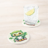Dessous De Verre En Grès Chouette bébé mignonne St Patrick dessin animé (Côté)