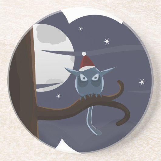 Dessous De Verre En Grès chouette de noël effrayant (Devant)