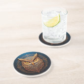 Dessous De Verre En Grès Chouette Géométrique Dorée (Côté)