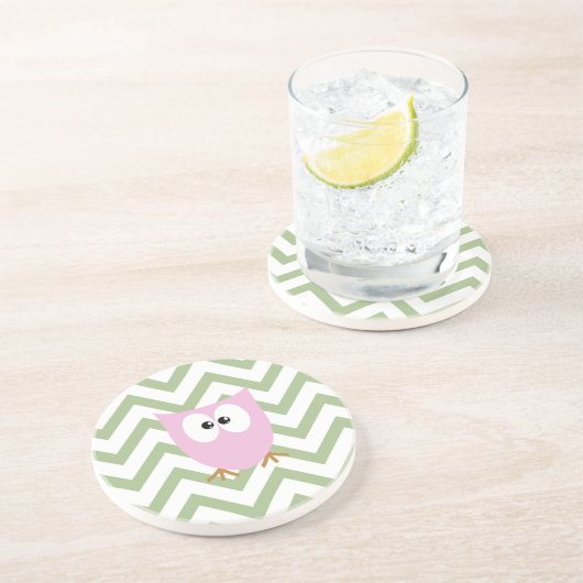 Dessous De Verre En Grès Chouette rose Petite fille (Côté)