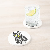 Dessous De Verre En Grès Chouette stylisée en noir (Côté)