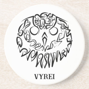 Dessous De Verre En Grès Chouette tribale noire et blanche