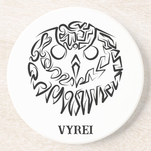 Dessous De Verre En Grès Chouette tribale noire et blanche (Devant)