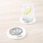 Dessous De Verre En Grès Chouette tribale noire et blanche (Côté)