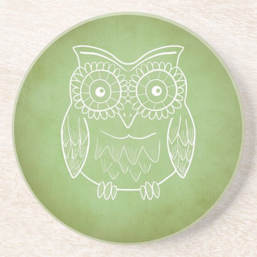 Dessous De Verre En Grès Chouette verte (Devant)