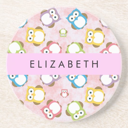 Dessous De Verre En Grès Chouettes mignonnes, Chouette Motif, Chouettes col (Devant)