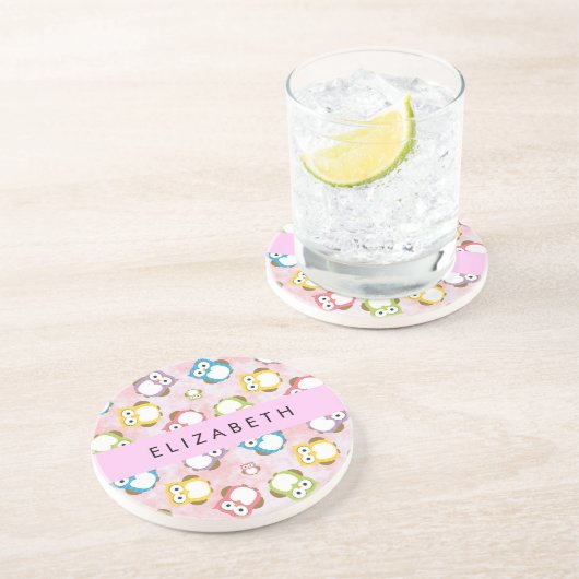 Dessous De Verre En Grès Chouettes mignonnes, Chouette Motif, Chouettes col (Côté)