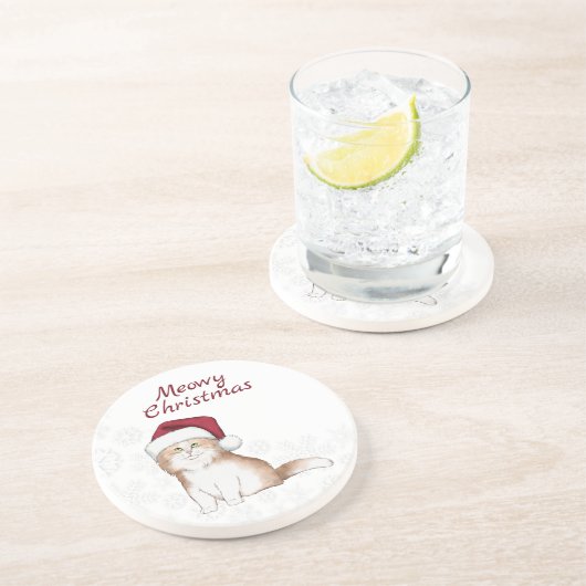 Dessous De Verre En Grès Christmas Kitten (Côté)