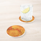 Dessous De Verre En Grès Chrysanthèmes orange Fire (Côté)